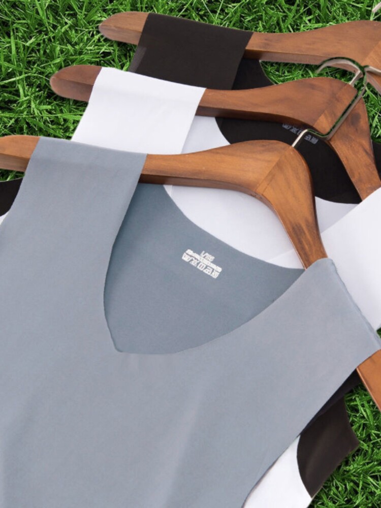 1|2 조각 여름 얼음 실크 모달 조끼 남자의 원활한 조끼 민소매 티셔츠 스포츠 양복 조끼 의류 빠른 건조