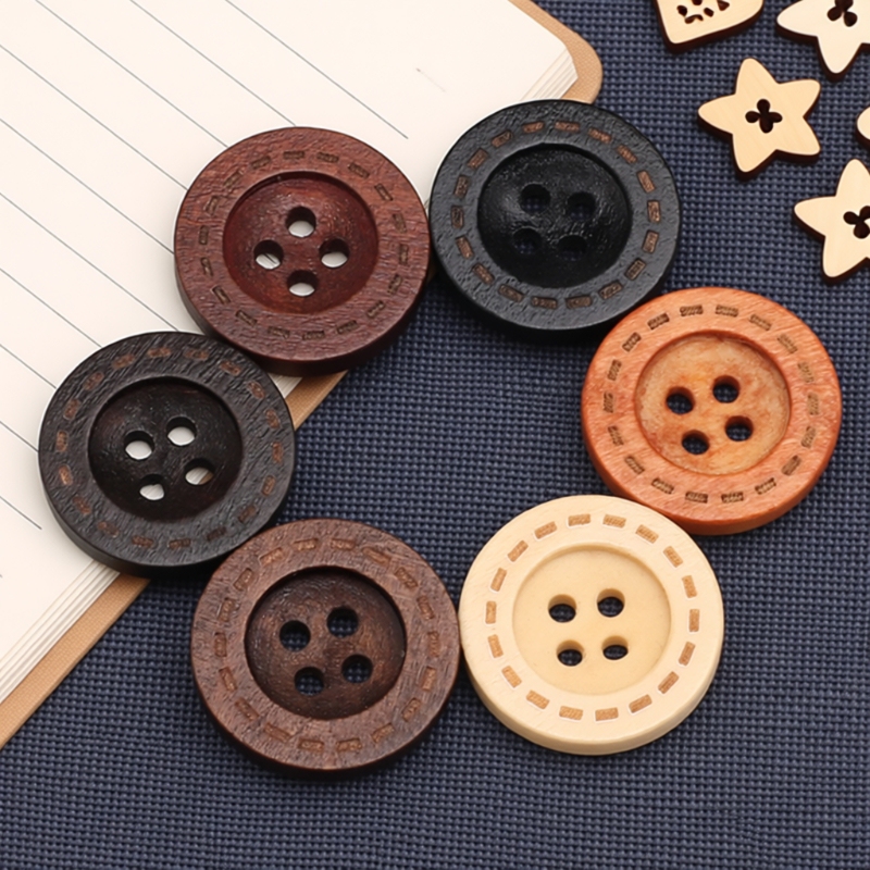 Wooden Vintage Buttons for Children's Coats, Shirts, and Cardigans; Versatile Round Wooden Decorative Buttons Wooden Vintage Buttons for Children's Coats, Shirts, and Cardigans; Versatile Round Wooden Decorative Buttons