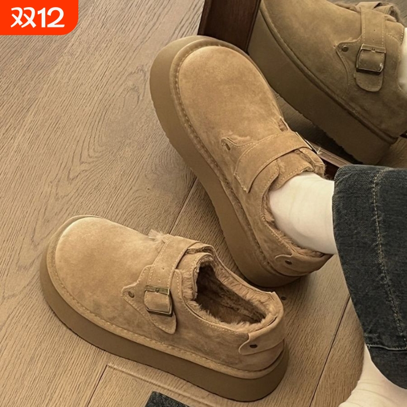 Женская зимняя обувь из хлопка Birken, плюс бархатная верхняя одежда, новинка 2024 года, однотонная обувь на толстой подошве, увеличивающая рост, зимние ботинки из плюша