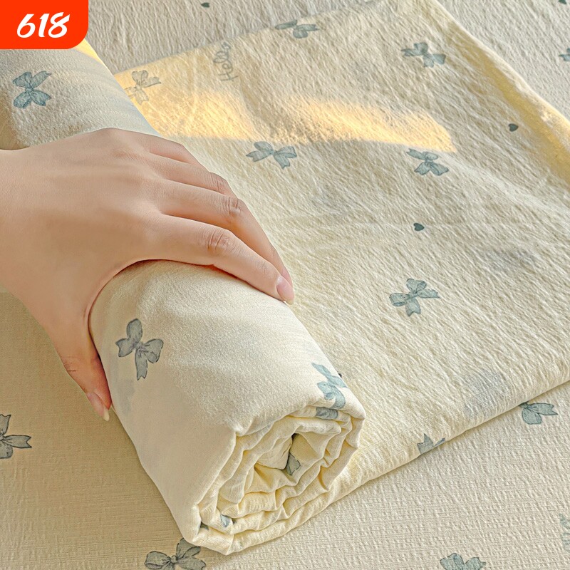 Washed cotton double layer gauze sheet single piece pure cotton