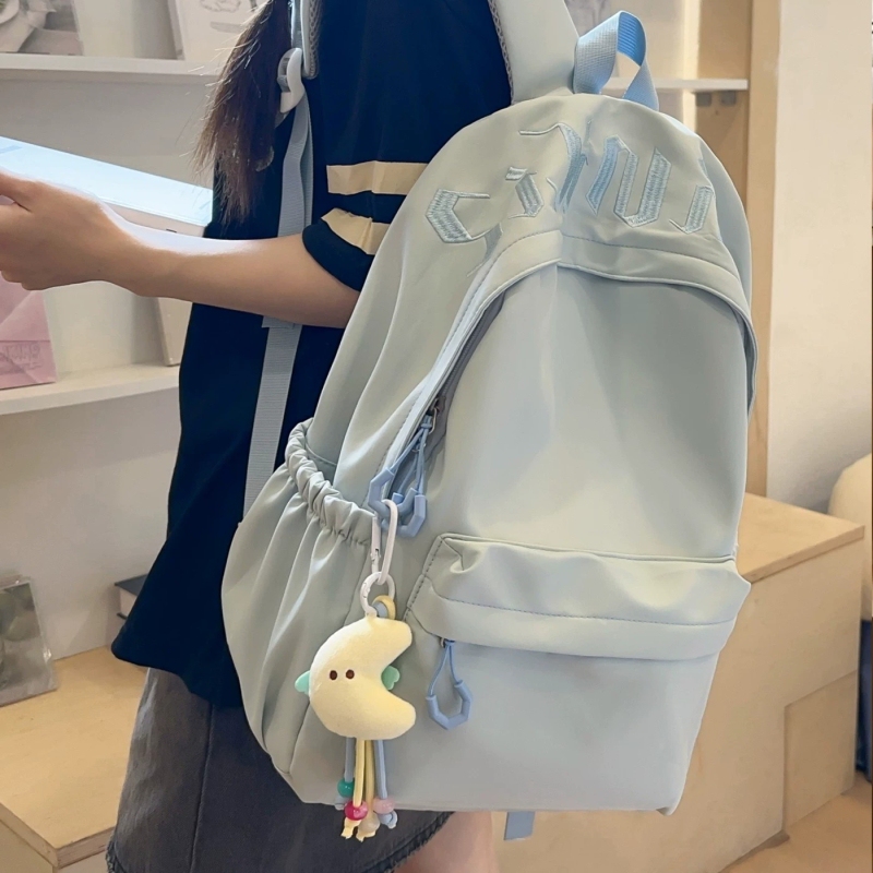 Embroidered Simple Solid Color School Bag for Middle and High School Students, Women's 2026 New Model, Men's Large Capacity Backpack for Short Trips Embroidered Simple Solid Color School Bag for Middle and High School Students, Women's 2026 New Model, Men's Large Capacity Backpack for Short Trips