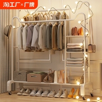 Clothes rack floor-standing bedroom double-pole coat rack home balcony internet celebrity cat ears light luxury clothes drying rack simple storage rack