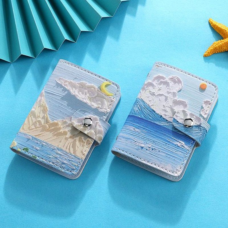 Creative Oil Painting Style Multi-Card Slot Large Capacity Anti-Degaussing Card Holder Business Card Holder Integrated Coin Purse Bank Card Holder Creative Oil Painting Style Multi-Card Slot Large Capacity Anti-Degaussing Card Holder Business Card Holder Integrated Coin Purse Bank Card Holder