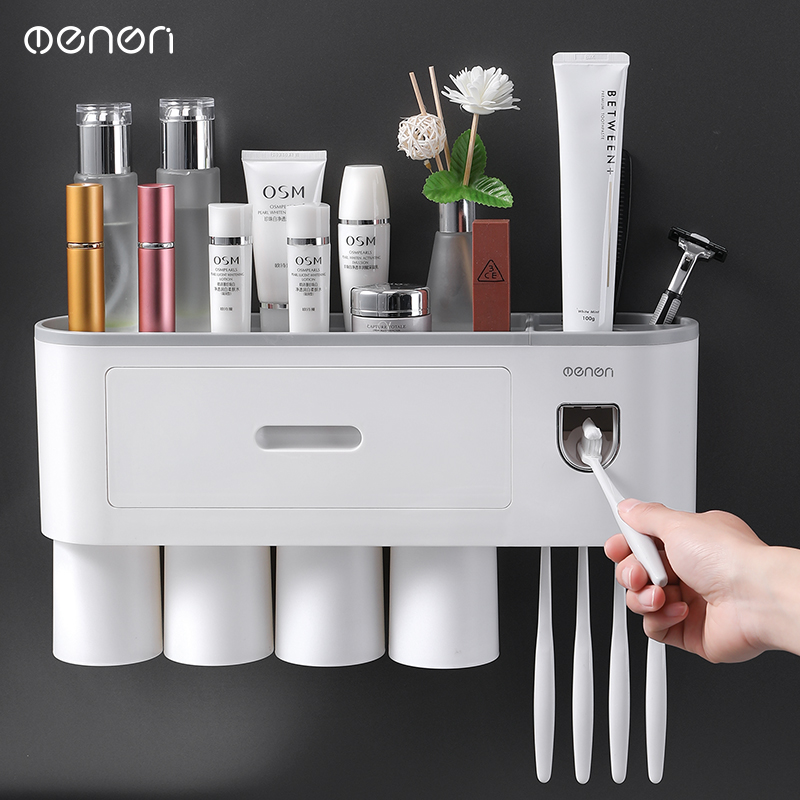 Toothbrush Shelve Brushing Cup Toiletries Wall-mounted Dressing Room Free of perforated wall-mounted mesh Red wall type box teeth suit