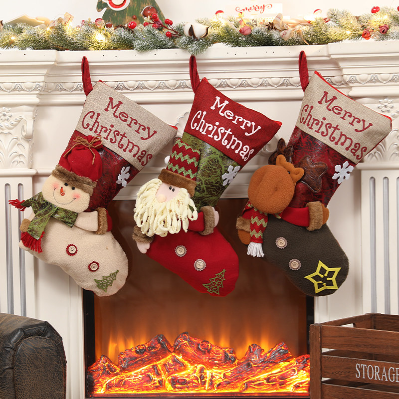 Christmas Socks Big Gift Bags Decorations Santa Santa Children Pendant Gift Bags Apple Candy Gift Bags-Taobao