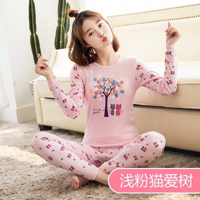 . Áo quần 13 học sinh trung học cơ sở 14 cô gái 15 tuổi 16 cô gái quần mùa thu cotton phù hợp với đồ lót.