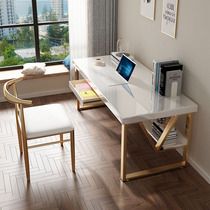 Desk bookshelf integrated table simple modern solid wood bedroom paint iron table home office light luxury computer desk