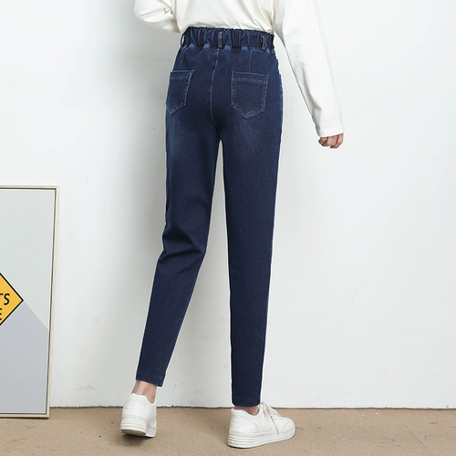 Джинсы, весенние приталенные штаны, эластичная талия, 2021 года, тренд сезона, оверсайз