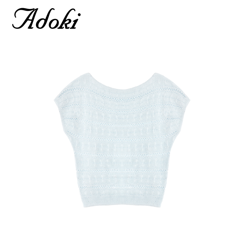 Adoki Original Design Spring and Summer Thin Style Lazy Style Solid Color Versatile Knit Sweater Top S4896