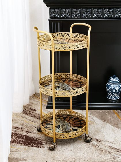 轻奢家用三层置物架可移动餐车现代客厅储物收纳架茶几沙发小推车