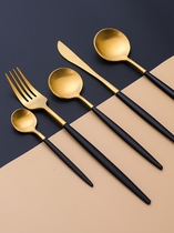 Plated new titanium Jinsha soup spoon gift high-end net red home Nordic stainless steel spoon Western kitchen knife chopsticks fork