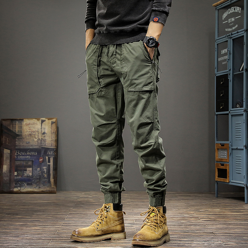 American Retro Functional Style Cargo Pants for Men, Spring Trendy Brand Outdoor Commuting Sports Casual Pants, Slim Fit Jogger Pants