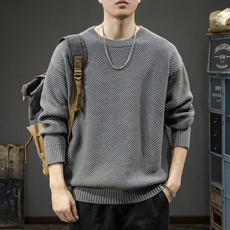 Spring New Vintage 2026 Long-Sleeved Sweater for Men, Loose Top, Men's Spring and Autumn Knitwear, Base Sweater