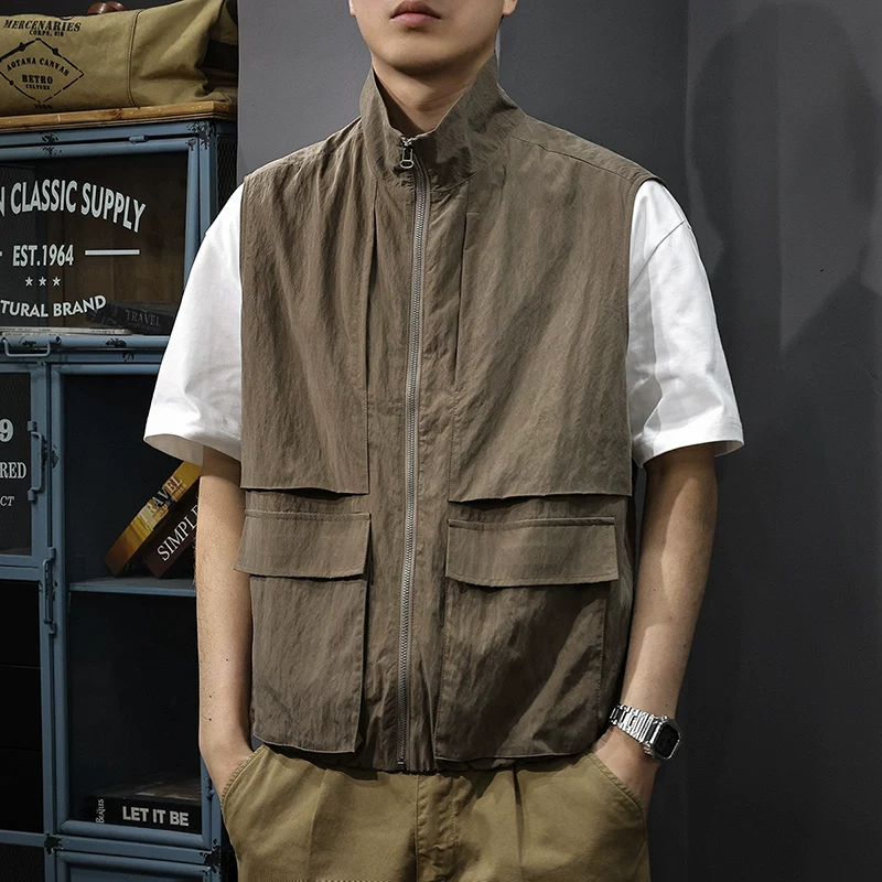 Retro spring thin vest for leisure, jacket, American style