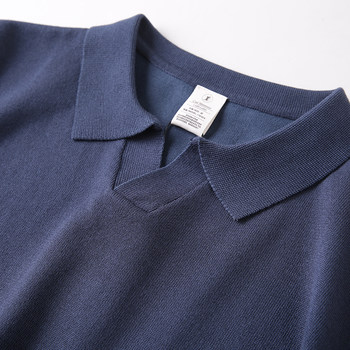 V-shaped lapel short-sleeved sweater men's casual polo shirt
