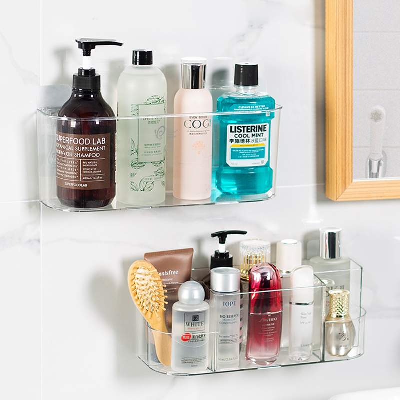 Bathroom shelve Perforated Toilet Washroom Wash Terrace Transparent Containing Box Wall Wall-mounted Dressing Room