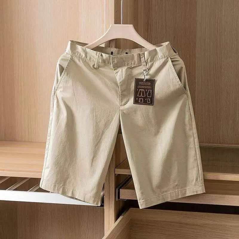 Milk Silk Fabric Combed Cotton Yarn Card High-end Men Elastic All-cotton Casual Straight Drum Shorts 50% Pants 9311