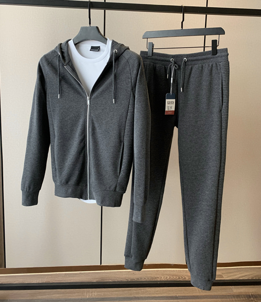 Spring new foreign trade factory order men's athleisure suit hooded sweatshirt jacket elasticated waist guard pants