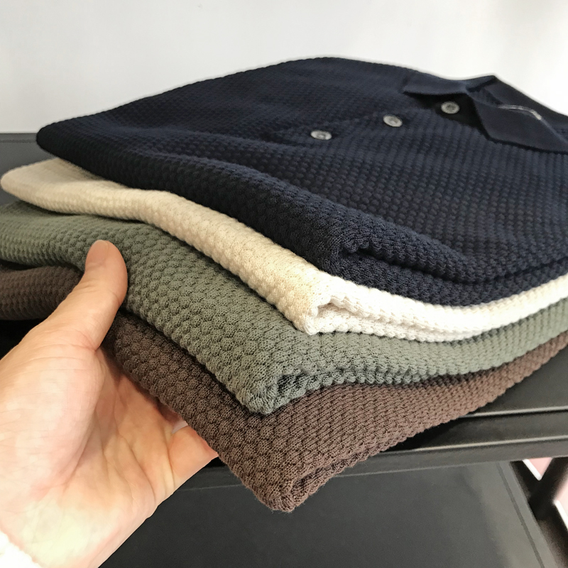 ODM single stereo pineapple knit cut calf stock male high-end knit short sleeve half sleeve turnover POLO shirt