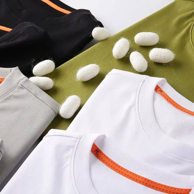 Offline 3000 second skin cool mulberry silk Modal silk cotton summer men short sleeves T-shirt 14086