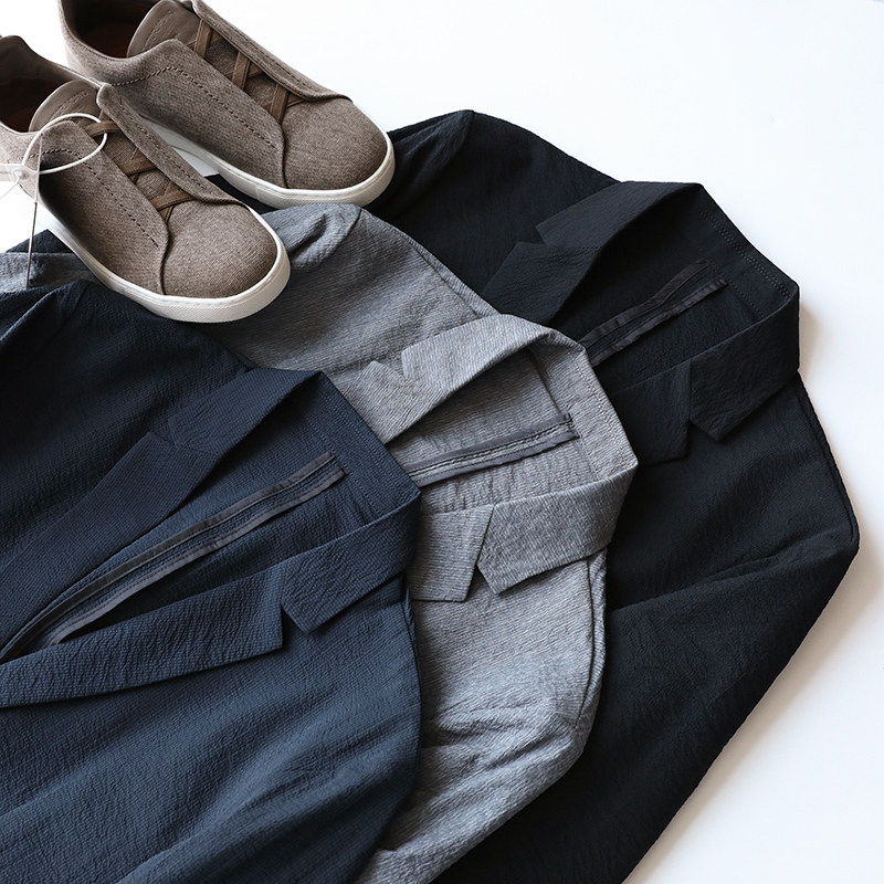 Light without Things Spring Summer style Fashion Business Light Thin style Elastic Breathable Casual Pure Color Suit Men's Suit 7159