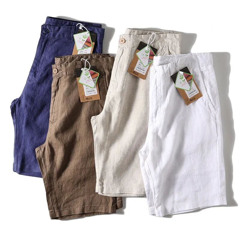 100% Cotton and Linen, Cool and Comfortable, Original Export Summer Men's Breathable Linen Straight-Leg Casual Shorts, Five-Point Pants, Trendy 100% Cotton and Linen, Cool and Comfortable, Original Export Summer Men's Breathable Linen Straight-Leg Casual Shorts, Five-Point Pants, Trendy