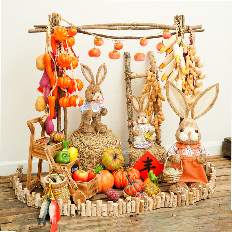 Harvest-Themed Display Window Decorations with Artificial Corn, Persimmons, Pumpkins, and Garlic Hanging Ornaments for Autumn Harvest Kindergarten Environment Creation Harvest-Themed Display Window Decorations with Artificial Corn, Persimmons, Pumpkins, and Garlic Hanging Ornaments for Autumn Harvest Kindergarten Environment Creation