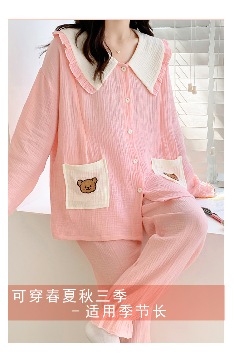 加肥加大码月子服薄款纯棉产后孕妇睡衣哺乳衣透气吸汗棉纱水洗棉详情25