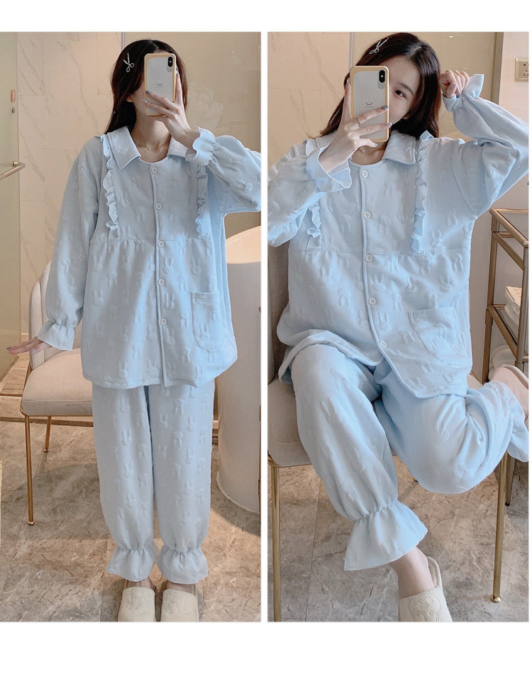 月子服孕妇睡衣春秋夹棉哺乳喂奶怀孕期冬纯棉保暖住出院家居服详情52