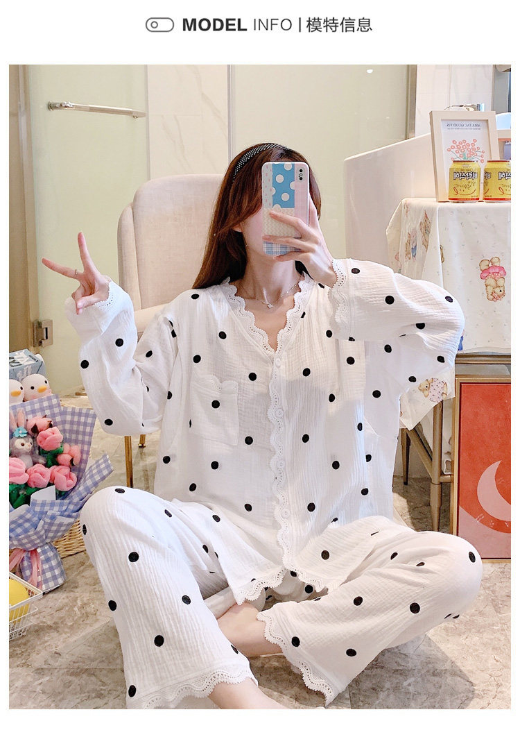 月子服春秋冬季纯棉纱布薄款夏天12月份1产后2哺乳怀孕期孕妇睡衣详情10