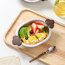 Zhenzhen stainless steel bowl 304 food grade childrens bowl anti-fall and anti-scalding baby eating bowl creative and cute