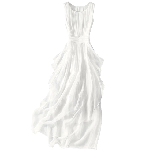 Шелковая приталенная длинная юбка, белый корсет, длинное пляжное платье