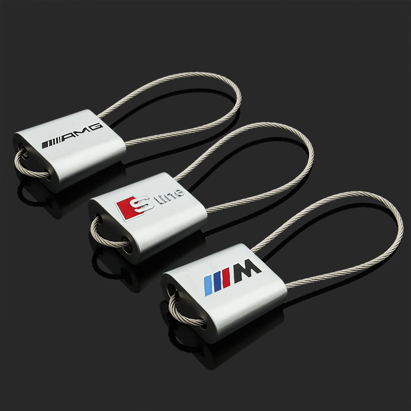 Steel Wire Double-Sided Bmw m Three-Color Sports Logo Mercedes-Benz Amg Audi Sline Car Logo Keychain Pendant
