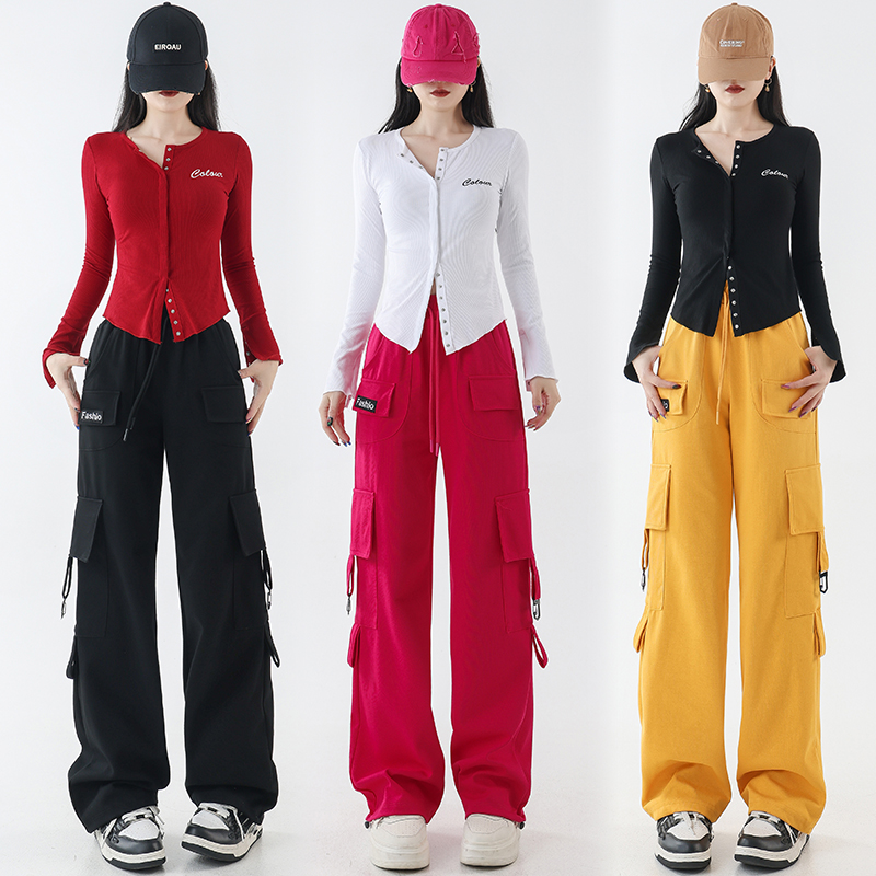 广场舞服装新款：春秋长袖长裤工装裤，引领团体跳操新风尚！