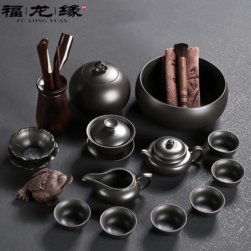 Fulongyuan Japanese Purple Sand Kung Fu tea set Home office teapot cover bowl Tea cup Tea pot Tea wash set