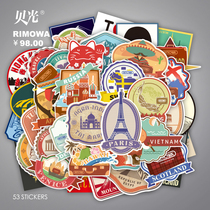 Beiguang Retro Rimowa Luggage Stickers World Travel Architectural Landmark Stickers Notebook Wall Decor