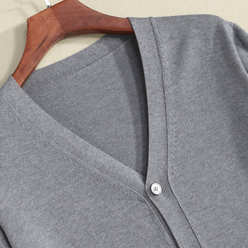 Wool Cardigan Men's V-Neck Knitwear Loose Korean Style Casual Thin Sweater Spring & Fall Pure Color Top Jacket Large Size