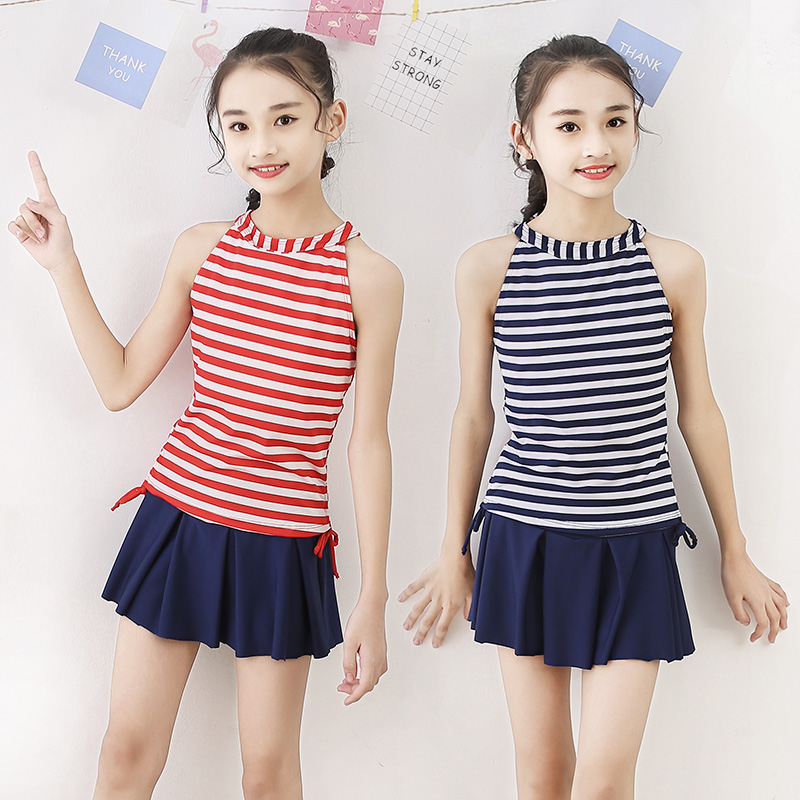 Green Tour Children's Swimsuit Girl Split Skirt Tong Tong-style hot spring flat corner swimsuit