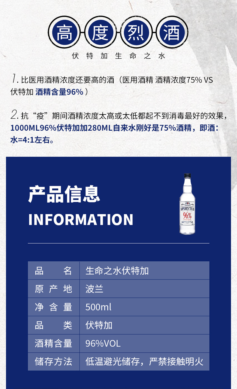 世界上最烈的酒 波兰 生命之水 96度伏特加 500ml 图1