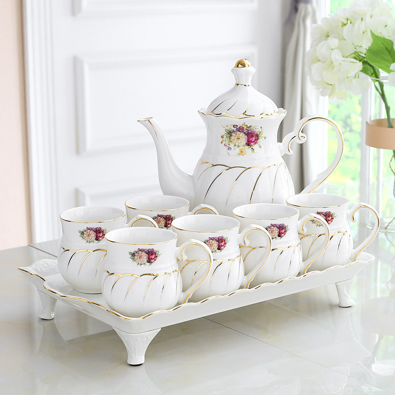 European-style water cup set ceramic high-end living room cup set family simple teapot tea set tea cup household cup set