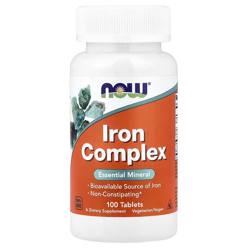 100 tablets of NOW Foods Iron Complex in stock from the United States are mild and easily absorbed
