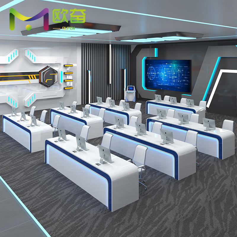 Baking Lacquer Tech Sensation Brief Modern Monitor Room Desk Intelligence Center Control Room Command Center Operation Table Central Desk Platform Platform Dispatch Desk Monitoring Table Desk Sub control table chair combination