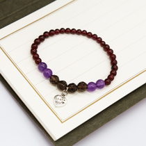 Womens business) natural red garnet amethyst tea crystal bracelet hand-made gift fortune