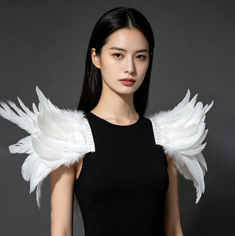 New White Angel Feather Shoulder Decoration, Three-Dimensional Feather Stage Catwalk Photo Shoot Accessory, Detachable Feather Sleeves New White Angel Feather Shoulder Decoration, Three-Dimensional Feather Stage Catwalk Photo Shoot Accessory, Detachable Feather Sleeves