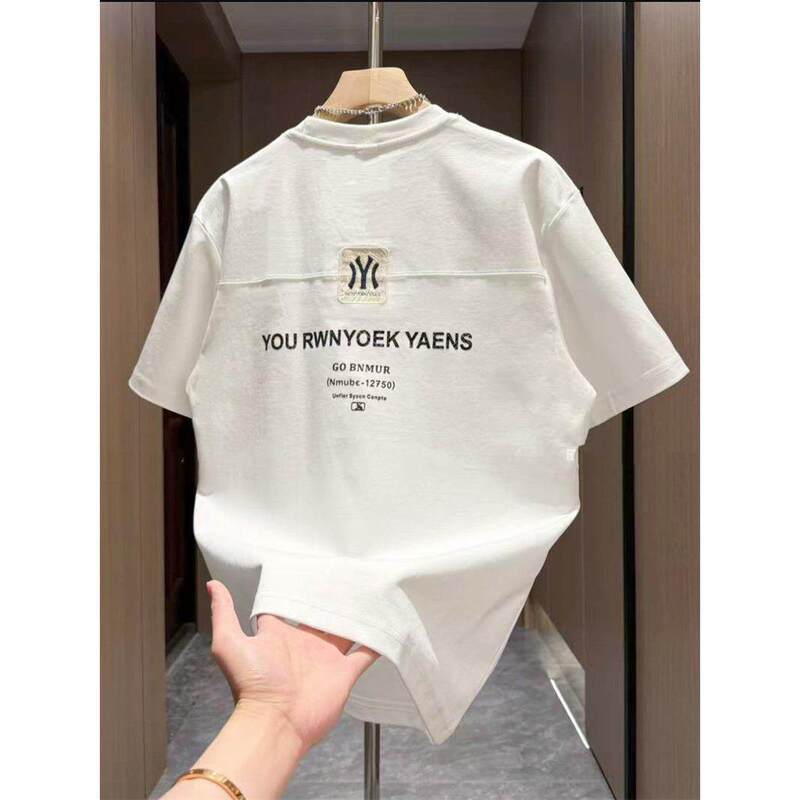 Exported to Spain, Single Letter Print Embroidery Trendy Brand Cool Casual Short-Sleeve T-Shirt for Young People, Round Neck Loose Top Exported to Spain, Single Letter Print Embroidery Trendy Brand Cool Casual Short-Sleeve T-Shirt for Young People, Round Neck Loose Top