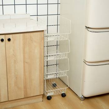 Multi-layer vegetable storage rack movable push cart