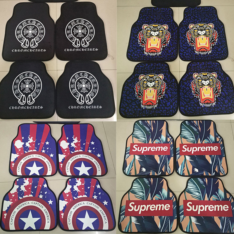 New tide brand car mats cartoon personality creative Chrome car crystal short velvet mats non-slip models