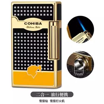 Cigar Lighter with Refillable Gas, Creative Portable Metal Lighter, Gift Box Packaging