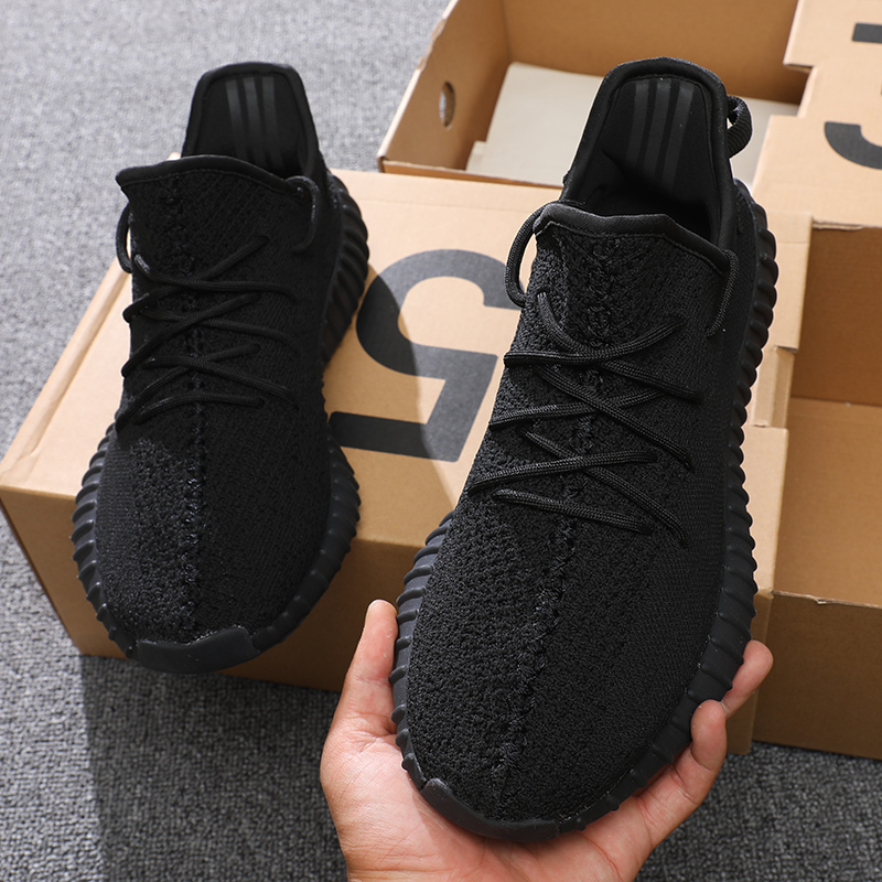 Putian Men's Shoes Baiyi Yeezy Shoes Men's 350 All-Black Sports Shoes Casual Mesh Shoes Soft Sole Breathable Running Shoes for Men and Women