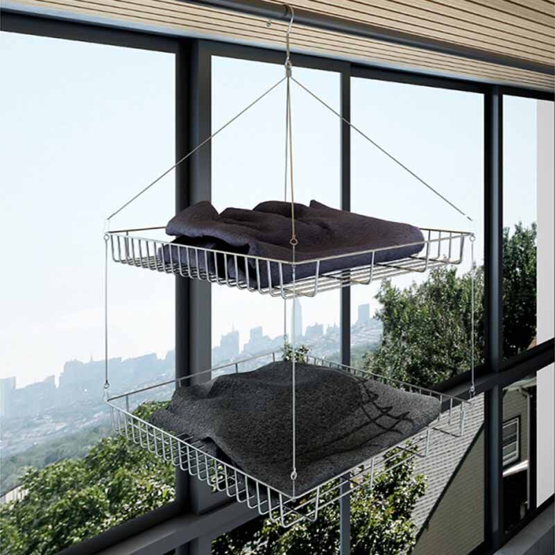 Sweater artifact drying basket wool sweater clothes net pocket stainless steel household large double-layer tiled cashmere socks